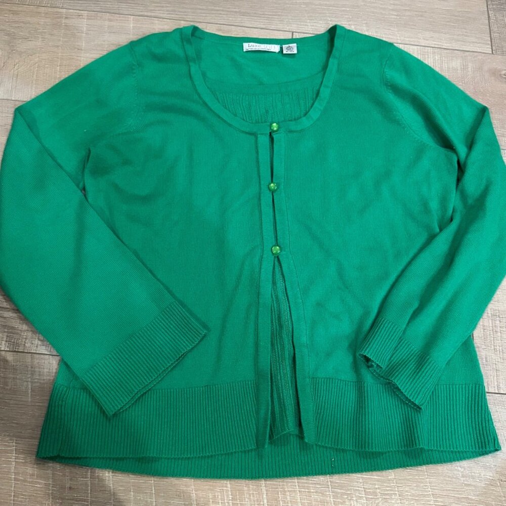 LUXE 360 BY MERCER STREET STUDIO WOMENS GREEN SHIRT LARGE